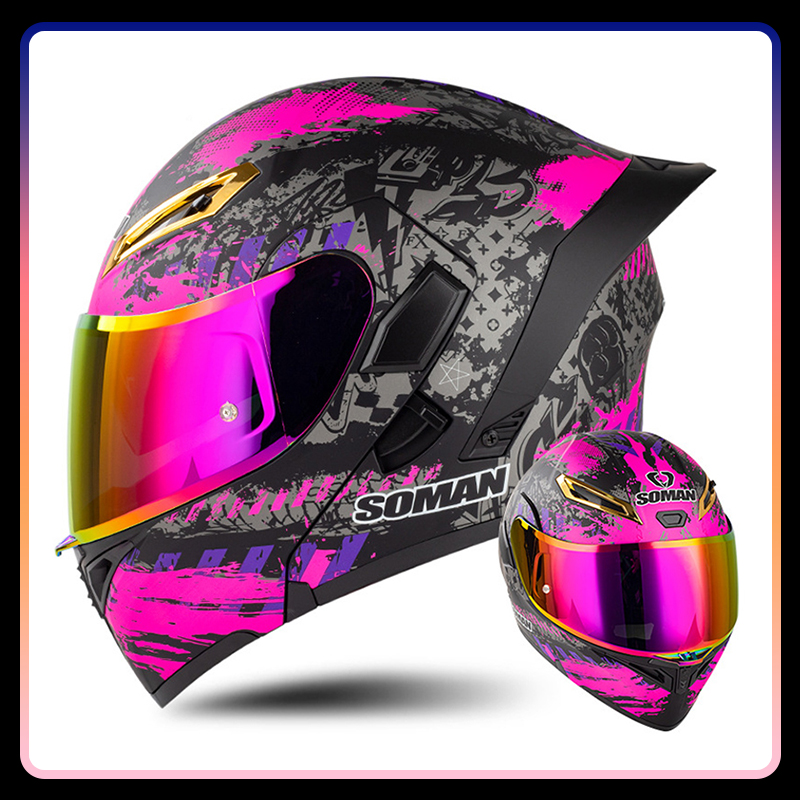 Modular Flip Up Motorcycle Helmet Dot Approved - Erkekler kadınlar motosiklet kaskları tam yüz