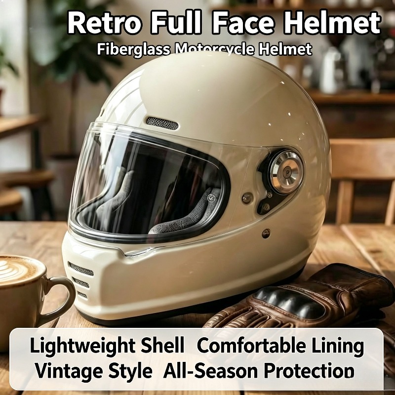 Carbon Fiber Lightweight Motorcycle Helmet - Karbon Fiber Retro Kask Motosiklet Tam
