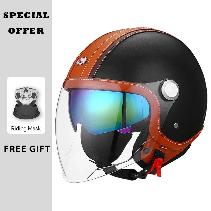 Vintage Deri Açık Yüz Kask Mot - Vintage Open Face Retro Helmet incelemesi ve fiyatı